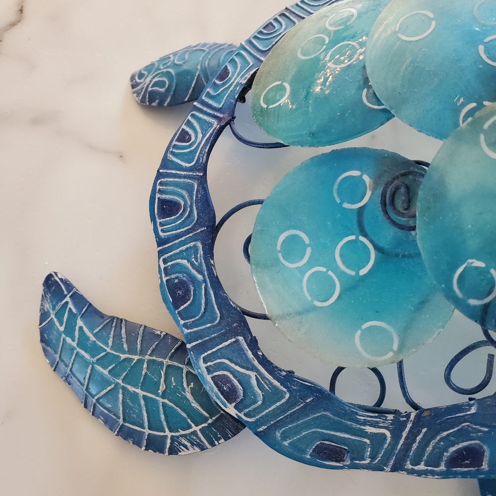Blue Turtle Metal & Shells Wall Decor - Picture 7 of 16